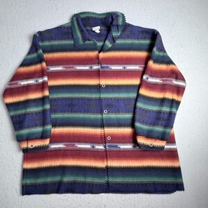 Moda Int'L Southwestern Serape Stripe Button BOHO Womens Jacket Blanket Style